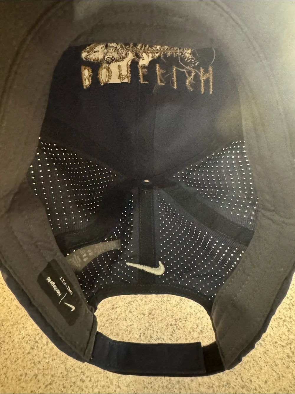 Nike GOLF Bonefish Grill dark blue baseball Hat cap with White Swoosh - NWT!!